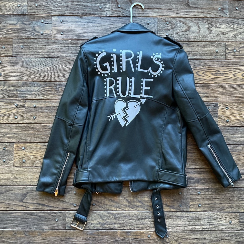 Zara Leather Jacket/Biker Jacket: - image 4